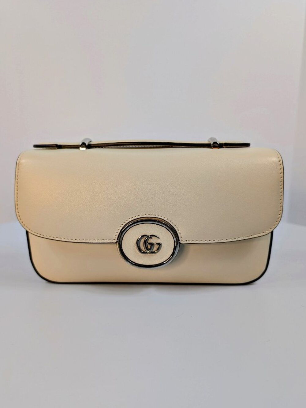 Gucci Ivory Off-White Calfskin Blondie Small Leather Top-Handle Shoulder Bag